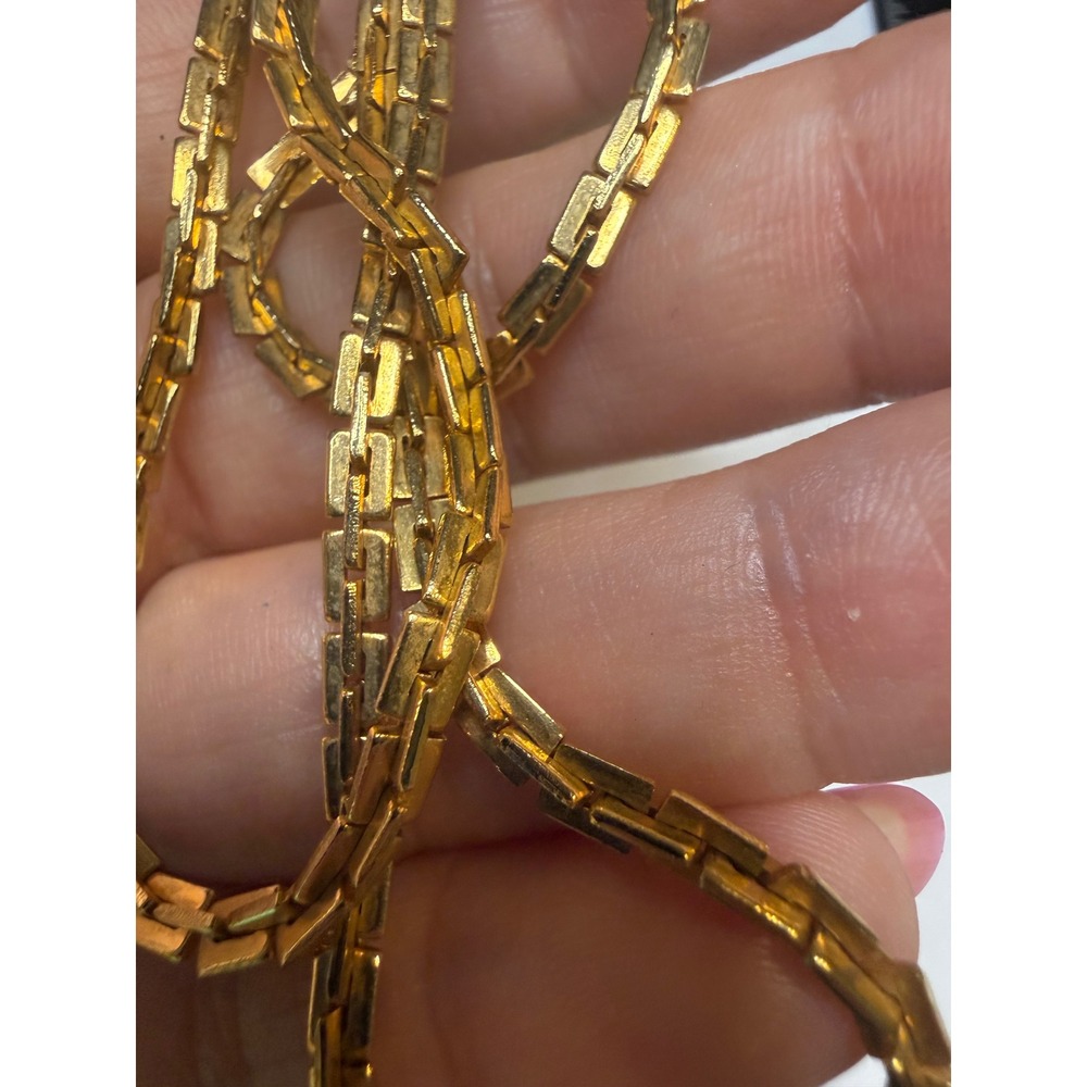 Gold Tone Metal Chain Link Buckle Belt Skinny Box Link Adjustable 31 Inch - Picture 4 of 4